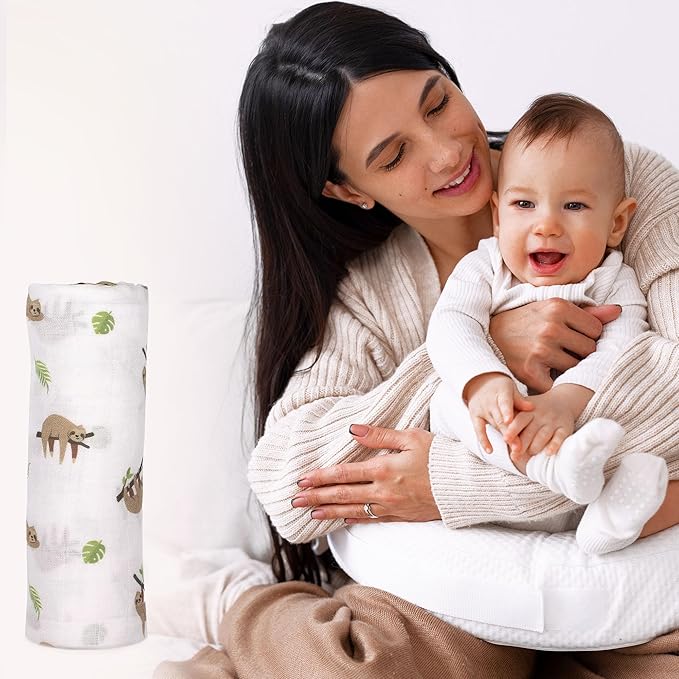 Muslin Baby Swaddle - Breathable Receiving Blankets for Newborn Baby, 70% Viscose derived from Bamboo, 30% Spandex, Imported