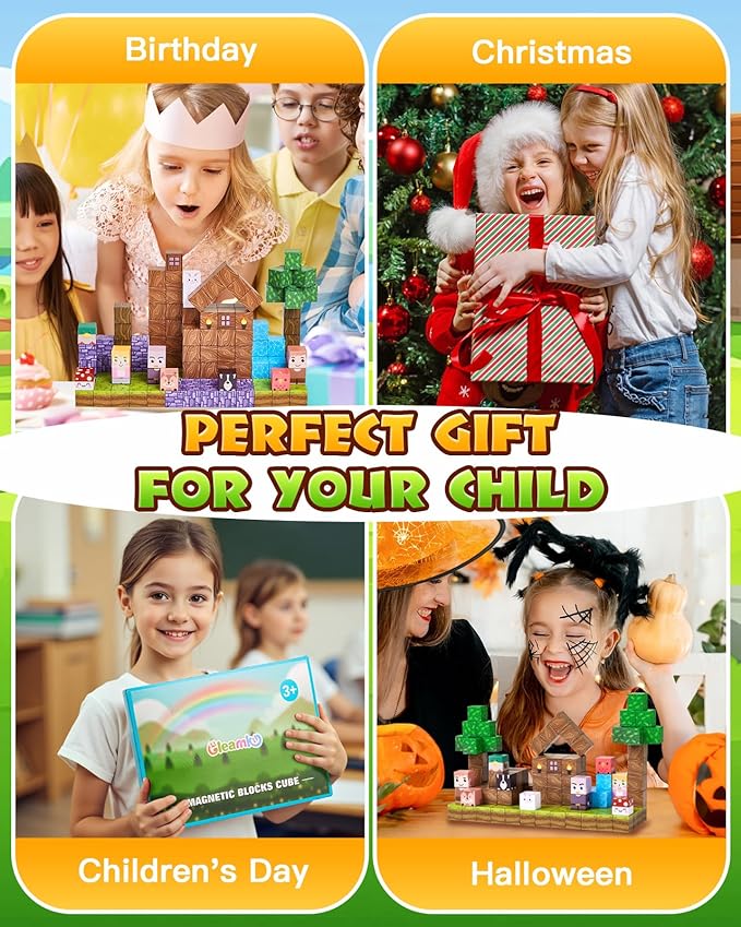 126PCS Magnetic Building Blocks: Forest Castle Magnetic Blocks Building Toys, Toddler Magnet Toys STEM Building Game Sensory Gift for Kids Ages 3 4 5 6 7 8 9+ Boys Girls Birthday Gifts