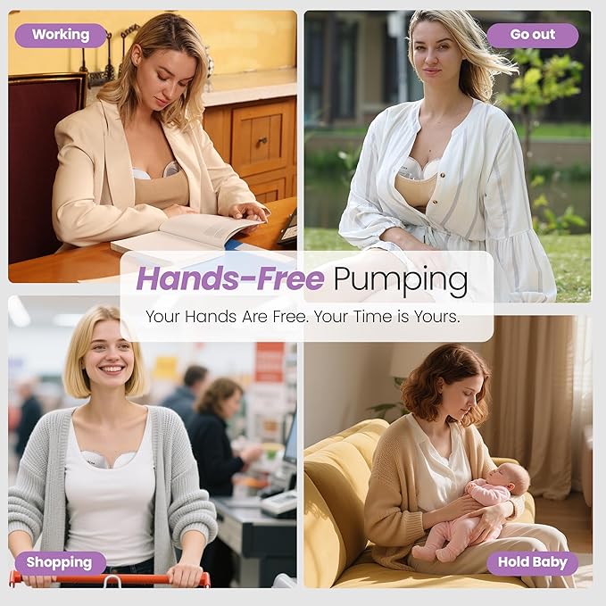 Lucina Breast Pump Hands Free, Wearable Breastfeeding Pump with 4 Modes & 9 Levels, Portable Electric Breast Pump, Strong Suction, Discreet & Smart Display, 19/21/24mm Insert/Flange, 2 Pack