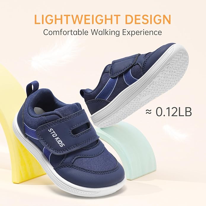 Toddler Wide Toe Box Barefoot Shoes Boys Girls Sneakers Kids Tennis Shoes Preschool Non Slip Lightweight Comfortable First Walking Shoes Running Outdoor Activities