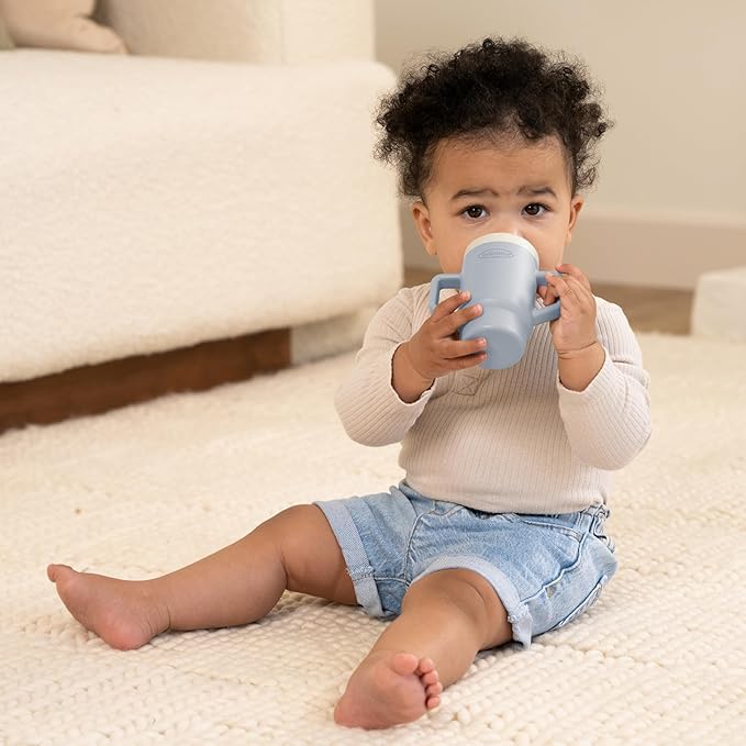 Infantino My 1st Tiny Tumbler, Silicone Sippy Cup with Straw & Handle, Spill-Resistant Baby Cup for On-the-Go, BPA-Free Transition Cup, 4.7oz, Clarity