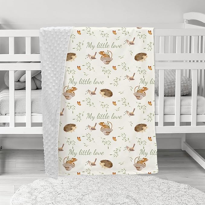 Baby Blankets for Newborn - Nursery Minky Blankets Super Soft for Boys Girls, Infant Toddler Blanket with Double Layer Dotted Backing for Baby Crib Stroller, 30 x 40 Inch, Animal World