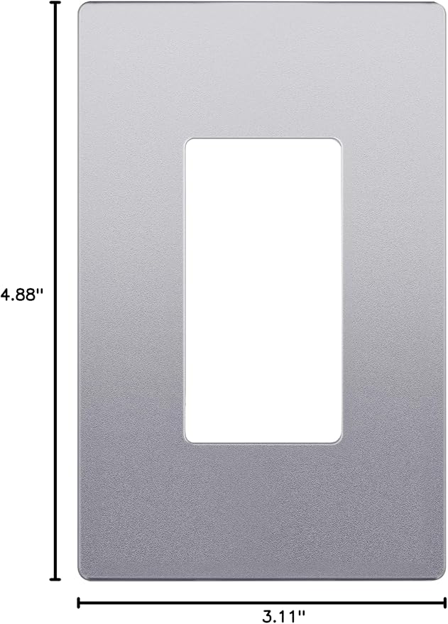LIDER Matte Finish Decorator Switch Cover, Screwless Wall Plate, Mid-Size 1-Gang 4.88" x 3.11", Unbreakable Polycarbonate Thermoplastic, UL Listed, LSWP-31M-SV, Silver