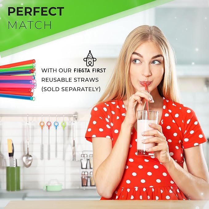 Heavy Duty Cleaning Brushes Set of 4 - Extra Long Straw Cleaners for Metal and Plastic Reusable Drinking Straws, to Clean Small Spaces, Sippy Cups, Water Bottles - Sturdy Hard Brush Bristles