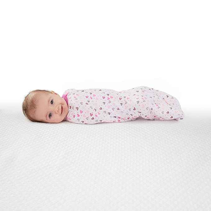 SwaddleMe by Ingenuity Compression Baby Swaddle Pod, Two-Way Zipper for Easy Diaper Changes, Improves Sleep & Calms Startle Reflex, 0-2 Months, 1.0 TOG, 2-Pack - I Heart You