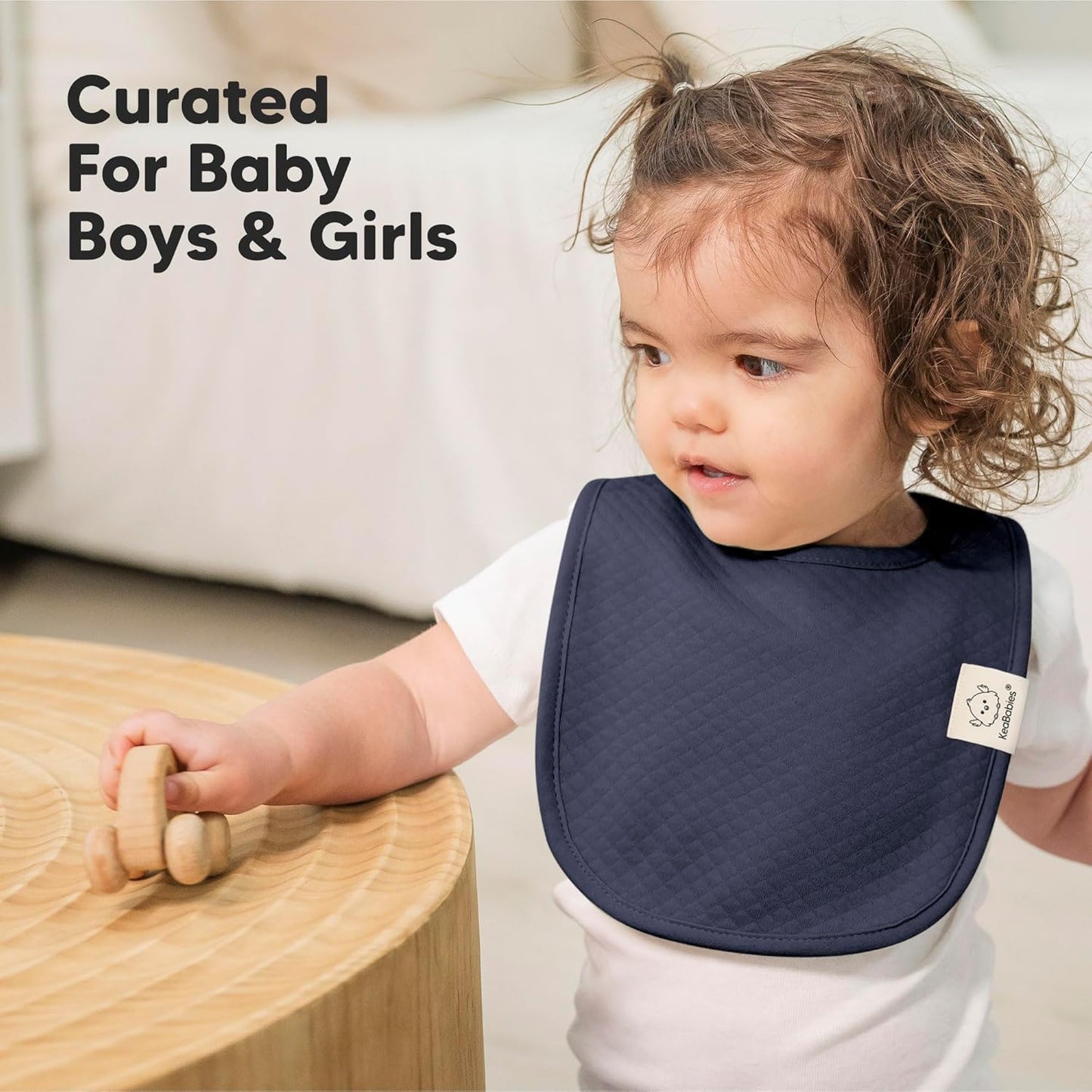 8-Pack Organic Baby Bibs for Girls, Boys - Quilted Cotton Cloth Baby Drool Bibs for Drooling and Teething Toddler, Newborn, Infant, Soft & Super Absorbent (Eclipse)