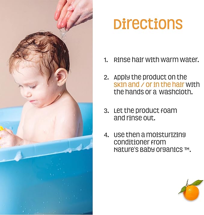 Nature's Baby 3-in-1 Shampoo/Body/Face Wash - Formulated for Problem and Sensitive Skin - No Sulfate or Artificial Fragrances - Tear Free - Vanilla Tangerine, 16 oz, 2 Pack