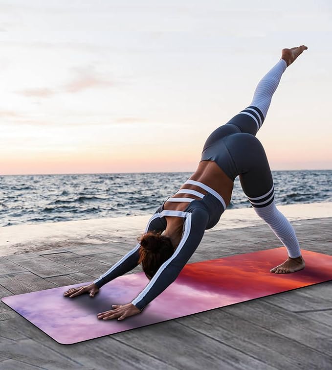 Non Slip Yoga Mat TPE Workout Mat for Men Women, Thick Workout Mat with Carrying Strap, Fitness Mats for Exercise, Yoga, Fitness, Pilates, Floor Workouts (72" x 24" x 6mm)