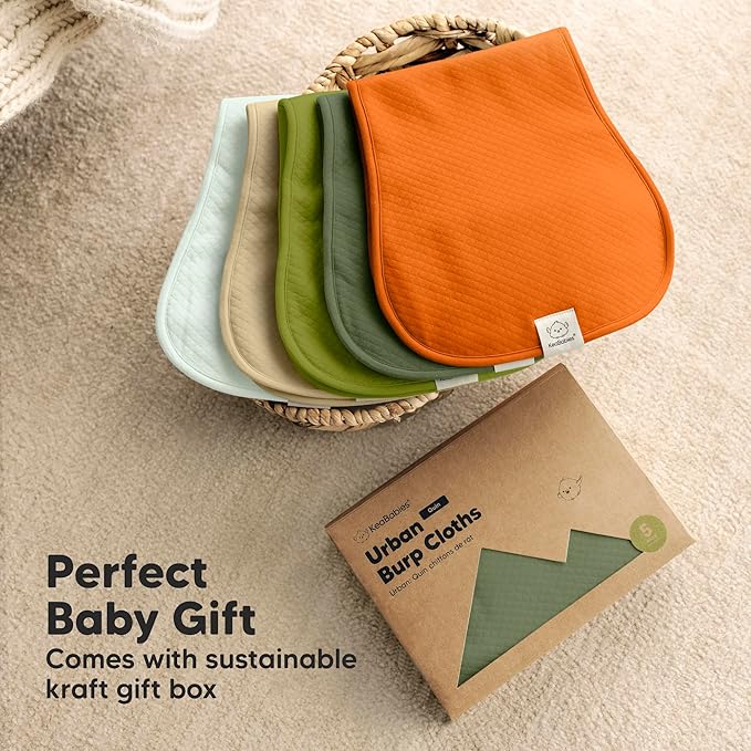 KeaBabies 5-Pack Organic Burp Cloths Baby Girl, Boy - Extra Large, Absorbent Baby Burp Cloths, Soft Burping Cloths for Babies, Newborn Burp Clothes, Cotton Burp Rags, Thick Burp Cloth (Palms/Quin)