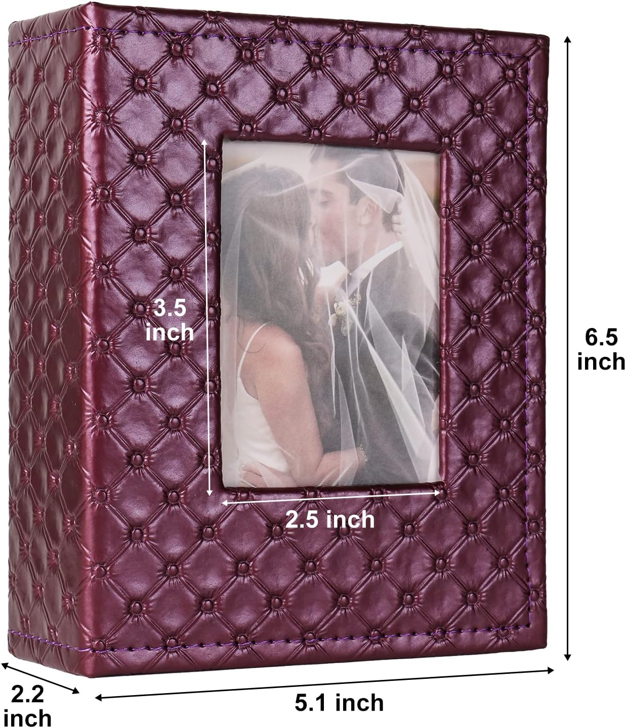 RECUTMS Photo Album 4x6 100 Pockets Photos, Button Grain PU Leather Photo Books Small Picture Album for Baby Family Wedding Christmas Photo Albums Holds 100 Vertical Photos (Wine Red)