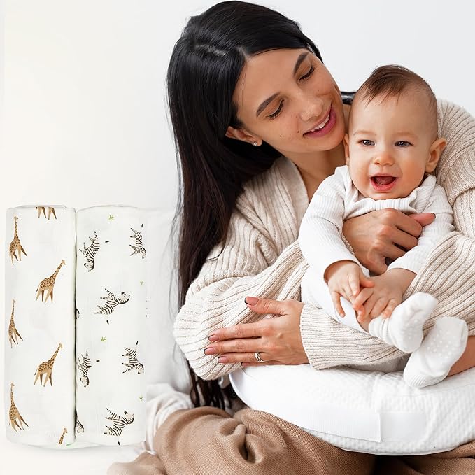 Muslin Baby Swaddle - Breathable Receiving Blankets for Newborn Baby, 70% Viscose derived from Bamboo, 30% Spandex, Imported