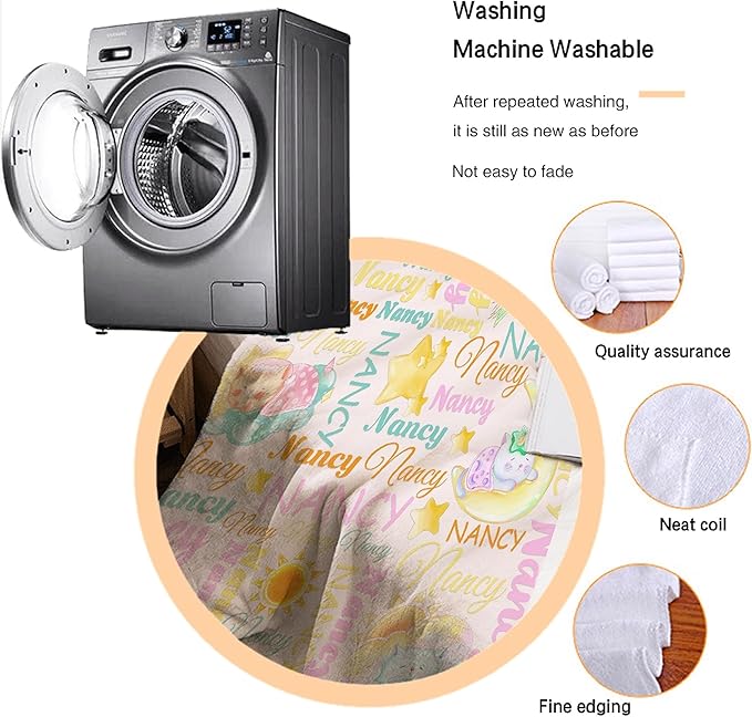 Personalized Baby Blanket with Name - Custom Swaddle Blanket for Toddlers, Infants, Kids & Newborns - Nursery Stroller Crib Decor Throw - Birthday Gift