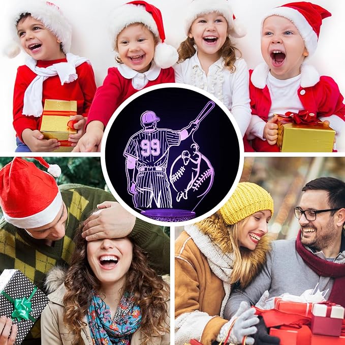 Baseball Gifts for Boys, 16 Colors Baseball Night Light - Remote Control, Timer Tpye-C Dimmable Lamp, LED 3D Light Illusion, Glow Room Decor