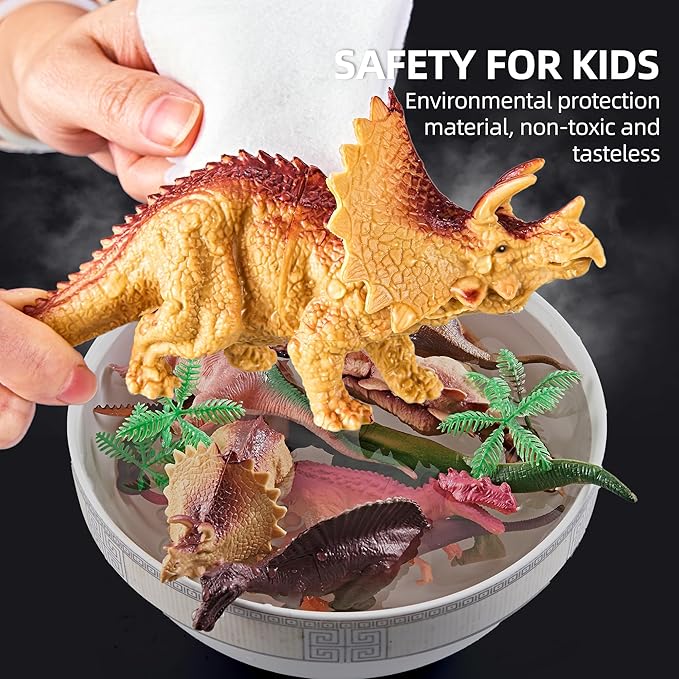 46PCS Dinosaur Toys,Realistic Jurassic Dinosaurs Figures Playset for Kids 3-5 Years, with Eggs&Trees&Fence mini Dinosaur Figures,Great Gifts for Girls and Boy Toddler Toy Animals Age-5-7.