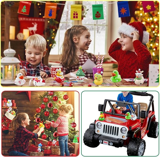 24 Pcs Christmas Rubber Ducks,Baby Bath Toys for Kids,Christmas Party Favors Supplies,Goodie Bags Fillers Stuffers for Christmas Decor,Baby Showers,Birthday Gifts(Christmas)