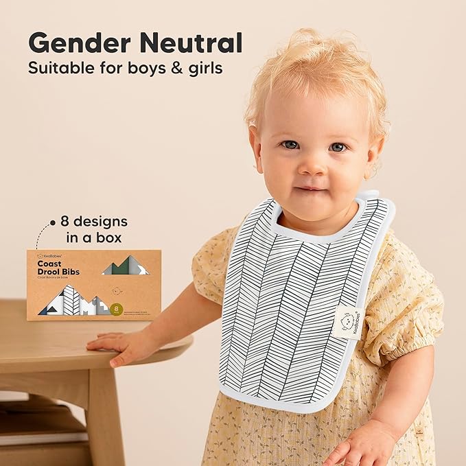 KeaBabies 8-Pack Organic Baby Bibs for Boys, Girls - Super Absorbent Cotton Drool Bibs for Baby Girl & Boy, Teething Toddler, Drooling Newborn, Ultra Soft & Machine Washable (Crossroads)