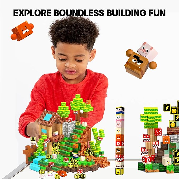 Educational Magnetic Building Blocks Set with 100Pcs 1 Inch Cubes for STEM Game Toys Christmas Birthday Gifts for Boys Girls