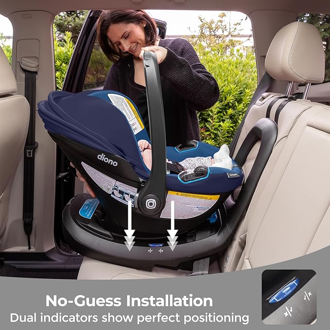 Diono LiteClik30 RXT SafePlus Infant Car Seat and Base, Rear-Facing for Infants 4-30lbs, SafePlus Engineering, with Infant Insert, UPF 50+ Sunshade (Blue Surge)