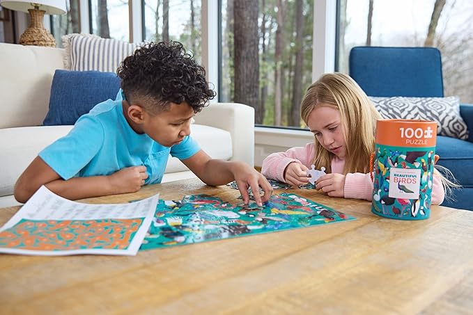 Crocodile Creek 100-Piece Jigsaw Puzzle for Kids Ages 5 and Up - Fun and Educational Table or Floor Puzzles - Storage Canister with Handle - Sharks - 14” x 19” Finished