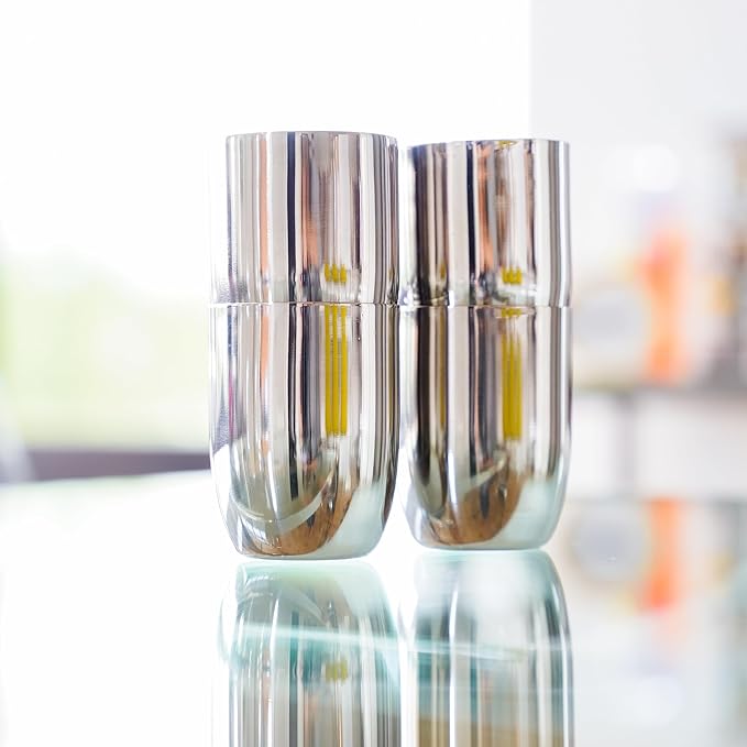 Ahimsa Stainless Steel Kids Cups - Pediatrician Designed Toddler Cup for Open Cup Training, 8oz, 100% BPA Free & Dishwasher Safe (Set of 4 Stainless Steel Cups)