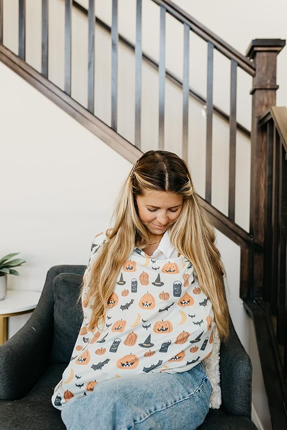 Baby Car Seat Cover Canopy and Nursing Cover Multi-Use Stretchy 5 in 1 Gift"Trick" by Copper Pearl