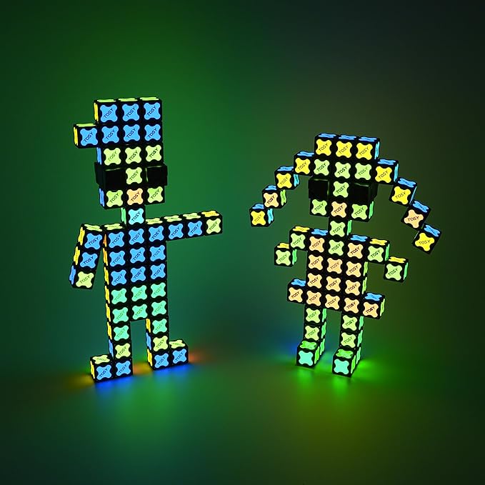 TOSY Magnet Fidget Spinner Mini - 8 Blocks, 3 in 1 Toy: Transformable Fidget Spinner, Infinity Cube, 2x2 Puzzle Cube, Stress Relief, STEM Magnet Tiles Birthday Gift for Kids/Boys/Girls/Adults, 4-Pack