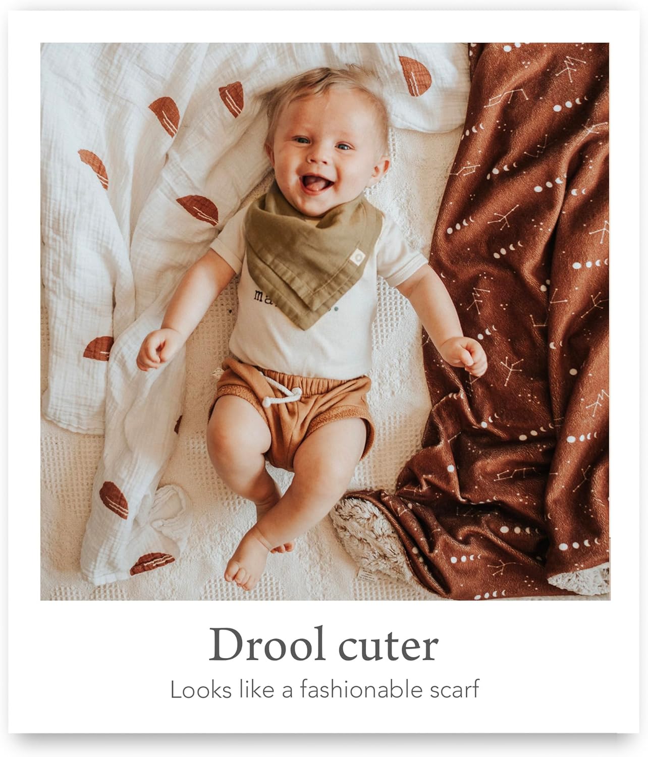 Kishu Baby Indi Organic Baby Bandana Bibs โ Fairtrade 4-Way Reversible Drool Bibs for Boys & Girls โ Unisex (Set of 5)