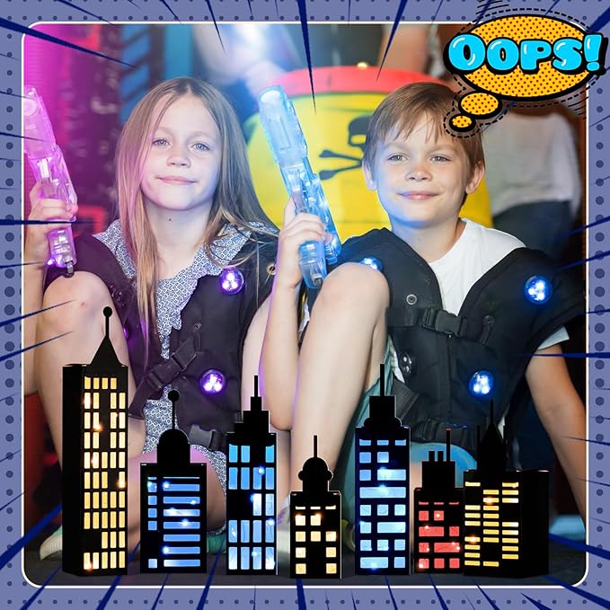 15 Pcs Hero Party Favor Boxes Skyscraper 3D City Box Skyline Buildings Heroes Candy Goodies Boxes Hero Theme Centerpiece Decorations Birthday Party Supplies(Colorful)