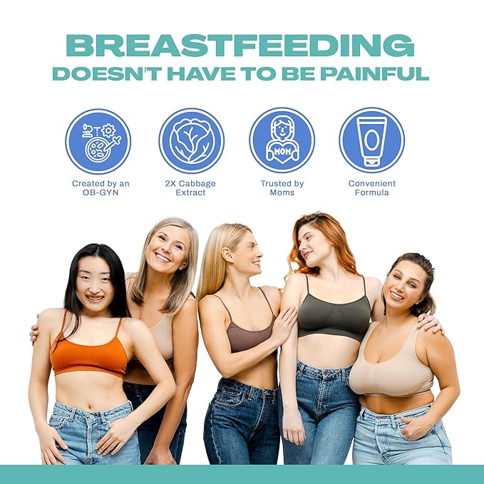 CaboCréme Extra Strength Cabbage Breast Cream - 2X Strength for Engorgement Relief and Breastfeeding Weaning Support - Dry Up Breast Milk - OB-GYN Created & Breastfeeding Mother-Approved - 2 oz