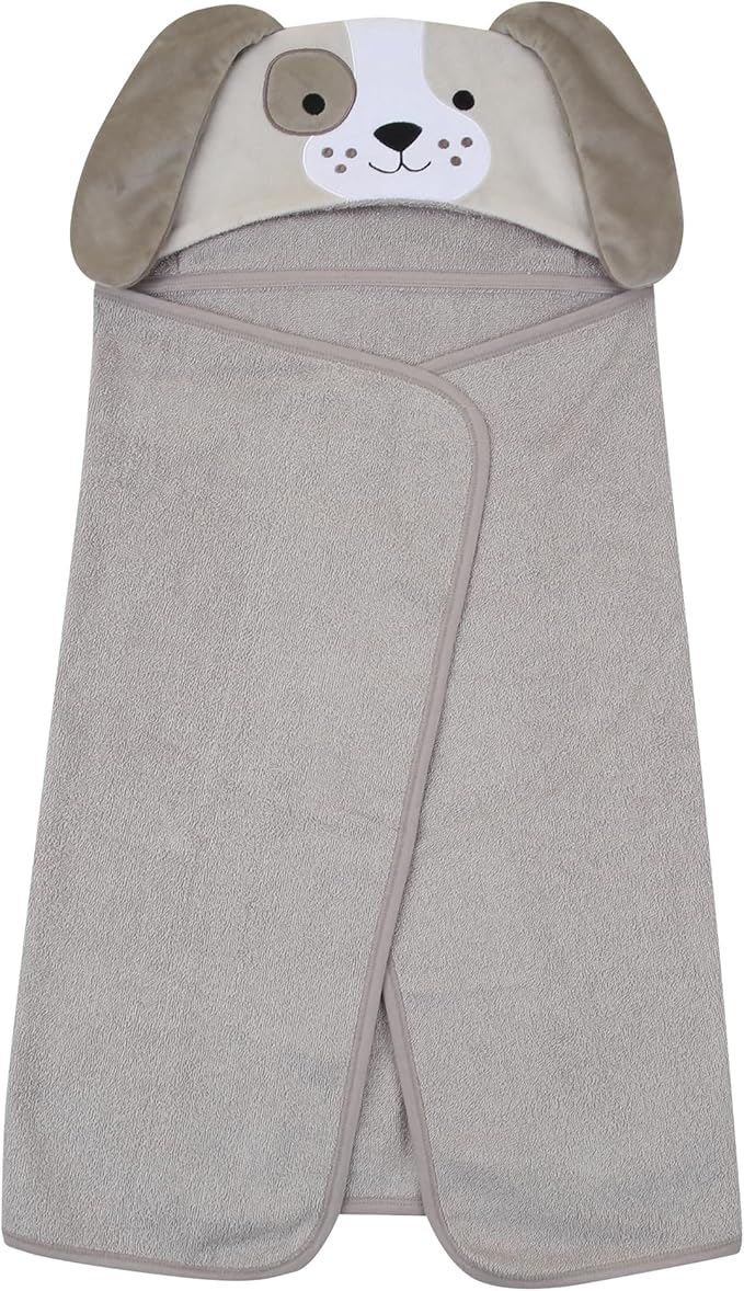 Lambs & Ivy Baby/Infant Luxury Cotton Terry Dog/Puppy Hooded Bath Towel