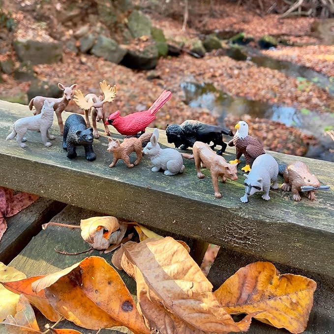 Safari Ltd. Nature TOOB - 12 Mini Figurines with Rabbit, Beaver, Doe, Gray Wolf, Fox, Black Bear, Moose, Mountain Lion, Bald Eagle, and More - Educational Toy for Boys, Girls & Kids Ages 3+
