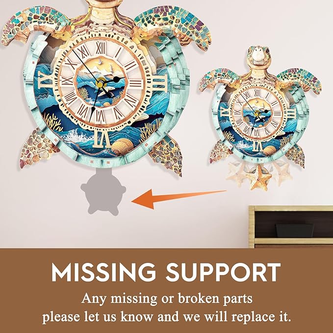 wudhank 3D Puzzle for Adults Clock - Sea Turtle Clock Design Model Kit-Mechanical DIY Pendulum Clocks with Roman Numerals-Desk Home Office Decor Personalized Gift for DIY Lovers