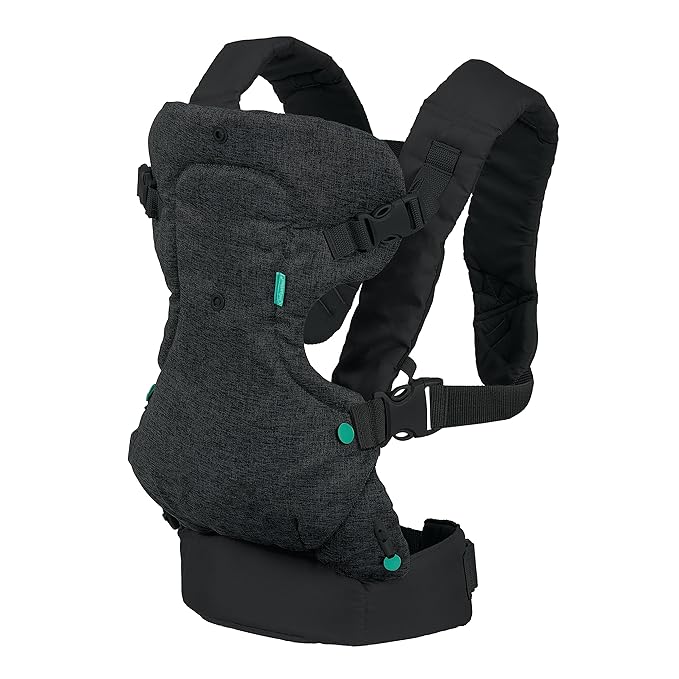 Infantino Flip 4-in-1 Convertible Baby Carrier, Adjustable, Ergonomic Babywearing, Registry Essential, Baby Carrier for Newborn to Toddler, Black