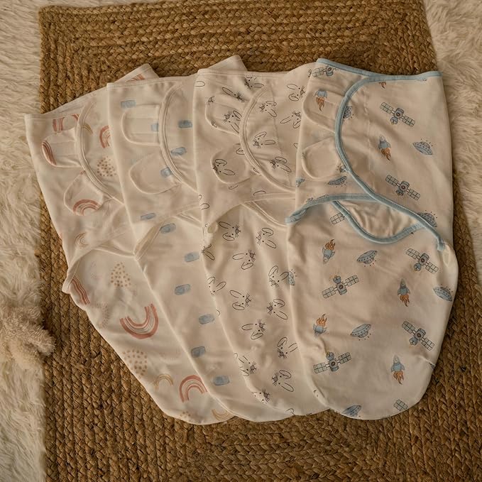 GLLQUEN BABY Swaddles for Newborn - 3 Pack Swaddle 0-3 Months, for Newborn Baby Boys and Girls, Soft Swaddle Blanket Wrap, Easy Change, Rainbow & Wave