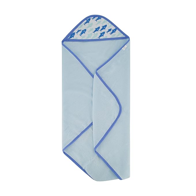 Cudlie Buttons & Stitches Baby Boy 3 Pack Rolled/Carded Hooded Towels in Jawsome Print (GS71723)