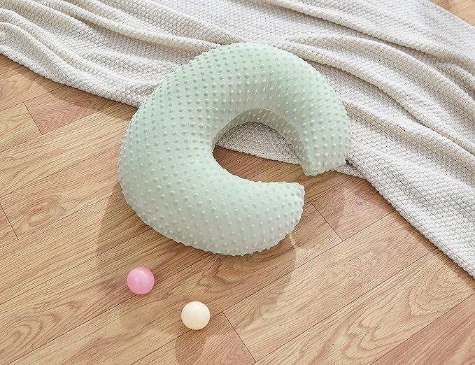 Nursing Pillow and Positioner with Cover for Breastfeeding and Bottle Feeding, Propping Baby, Tummy Time, Baby Sitting Support, Awake-Time Support (Green, 22" x 17.7" x 5.9")