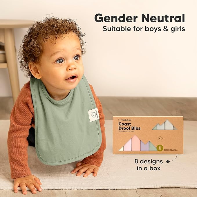 KeaBabies 8-Pack Organic Baby Bibs for Boys, Girls - Super Absorbent Cotton Drool Bibs for Baby Girl & Boy, Teething Toddler, Drooling Newborn, Ultra Soft & Machine Washable (Fleur)