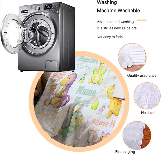 Personalized Baby Blanket for Girls Boys Dinosaur Custom Baby Blanket with Name Swaddle Blanket for Toddlers Infants Kids Shower Newborns Nursery Stroller Crib Decor Throw Birthday Gift