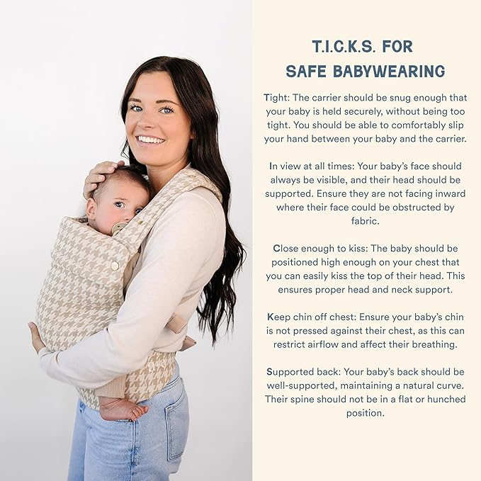 Ava & Oliver Essential Baby Carrier – Ergonomic, Hip-Healthy Soft Structured Carrier for Infants & Toddlers (7–35lbs) - Front and Back Carry, Breathable Fabric, Stylish & Lightweight (Houndstooth)