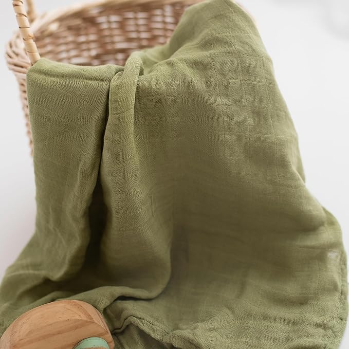 Muslin Swaddle Blankets for Newborns, Green & Forest 2-Pack – Soft Viscose derived from Bamboo & Cotton Baby Blankets, 47x43, Breathable Receiving Blankets, Gender-Neutral Baby Swaddle