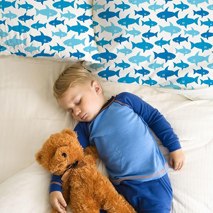 Little Sleepy Head Toddler Pillow with Pillowcase 13x18 - Kids Pillow for Sleeping - Better Neck Support Ergonomic Pillow and Toddler Pillowcase - Best Pillows for Kidss (Fintastic Friends)