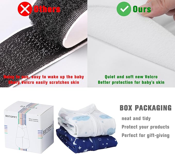 Newborn Sleep Sack Baby Swaddle,0-3 Months,3-Way Adjustable Wearable Blanket,100% Rayon Cotton Swaddling Sleeping Bag,TOG 0.5(Clouds&Starry Sky)