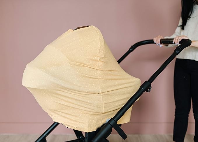 Copper Pearl Multi-Use Cover: Car Seat, Nursing, Stroller Cover - Stretchy Rayon, Yellow, All-Season, Infant, Newborn
