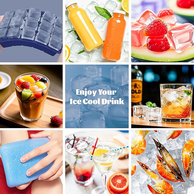 Silicone Ice Cube Tray 3 Pack, HANCELANT Ice Cube Mold, Ice Trays for Freezer with Lid for Whiskey, Baby Food, BPA Free, Easy Release