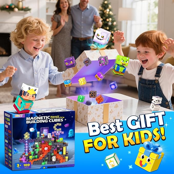 Magnetic Blocks - Build Mine Magnet World, STEM Magnetic Building Blocks for Kids Ages 4-6 6-8 8-12, Building Toys Games for Boys Girls Ages 3+, Birthday Toys Gifts for Kids Toddlers