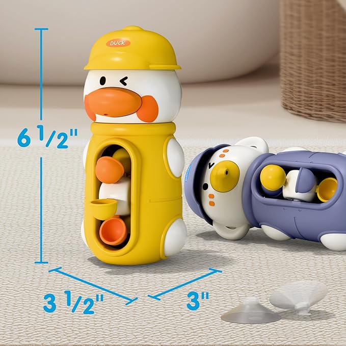 iPlay, iLearn Baby Bath Toys, Toddler Waterfall Bathtub Toy W/ Suction Cup, Kids Water Spinner for Tub Pool, Infant Duck Elephant Shower Bathtime, Birthday Gifts 12 18 Month 1 2 3 Year Old Boys Girls