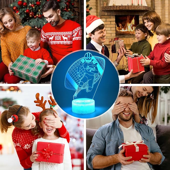 Football Night Light for Boys,3D Illusion Lamp 16 Colors Changing for Birthday and Christmas Gift Room Decoration for Boys and Girls