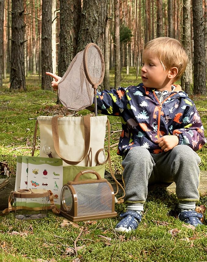 ROBOTIME Kids Explorer Kit, Outdoor Bug Catcher Kit for Kids with Magnifying Glass & Butterfly Net, Fun Bug Catching Kit for Backyard & Camping, Bug Catcher for Boys & Girls 3-12