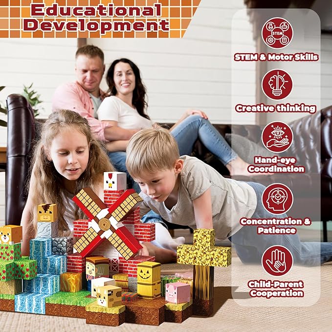 Goody King Magnetic Blocks | 120PCS Magnetic Building Blocks,Magnetic Farm Animal Homes,STEM Montessori Sensory Toys for Toddlers Kids Boys Girls Ages 3 4 5 6 7 8 9 10 Christmas Birthday Gifts