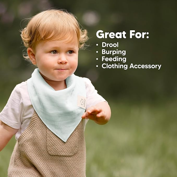 KeaBabies 8-Pack Muslin Baby Bibs for Boys, Girls - Muslin Bandana Drool Bibs for Baby Girl & Boy, Drooling Newborn, Teething Toddler, Infant 0-36 months, 100% Cotton Extra Absorbent & Soft (Eclipse)